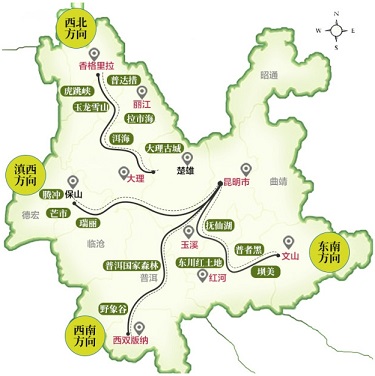 云南旅游线路图