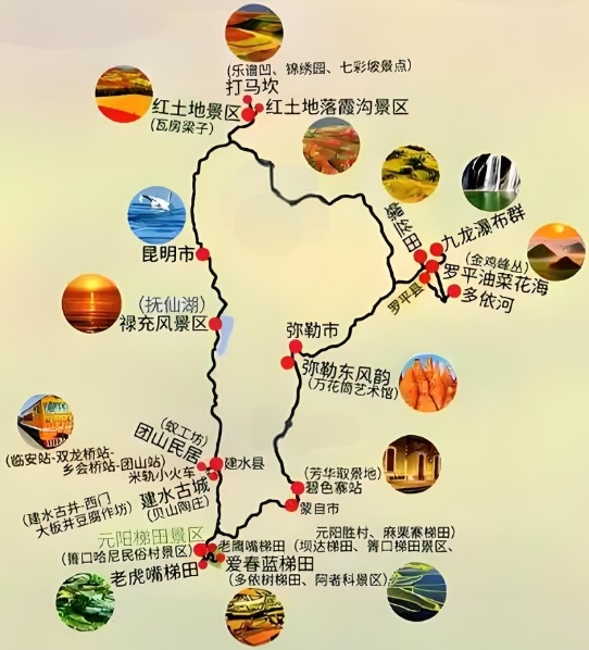 元阳梯田自驾游路线图